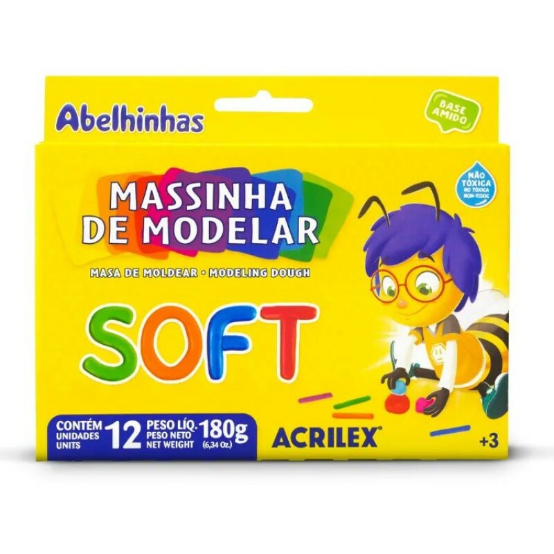 MASSA DE MODELAR SOFT C/ 12 180GR BASE AMIDO