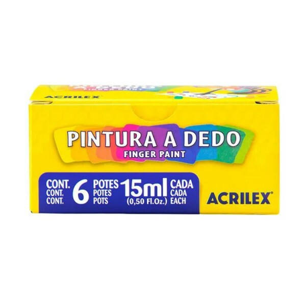 PINTURA A DEDO C/ 6 CORES 15ML ACRILEX